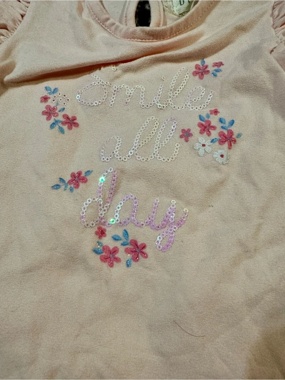 btween Peach Pink Floral Pajama Set - Smile All Day Tee & Leggings - Picture 8 of 9